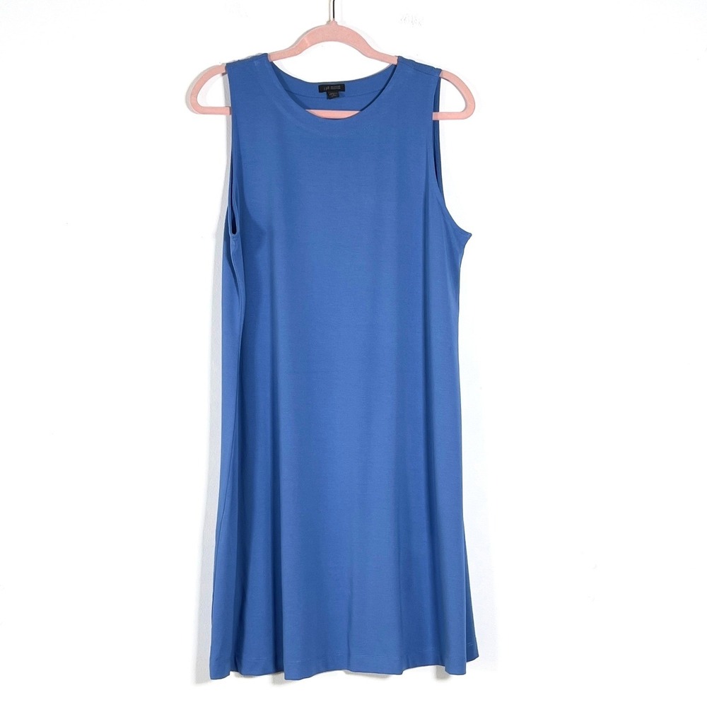 J. Jill Wearever Sleeveless Shift‎ Dress Womens Sz L Petite Blue
